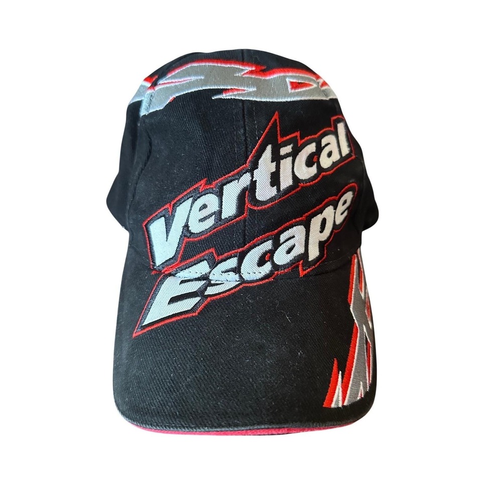 Pure Polaris Vertical‎ Escape Hat Black Red Silver Embroidered Snowmobile Cap